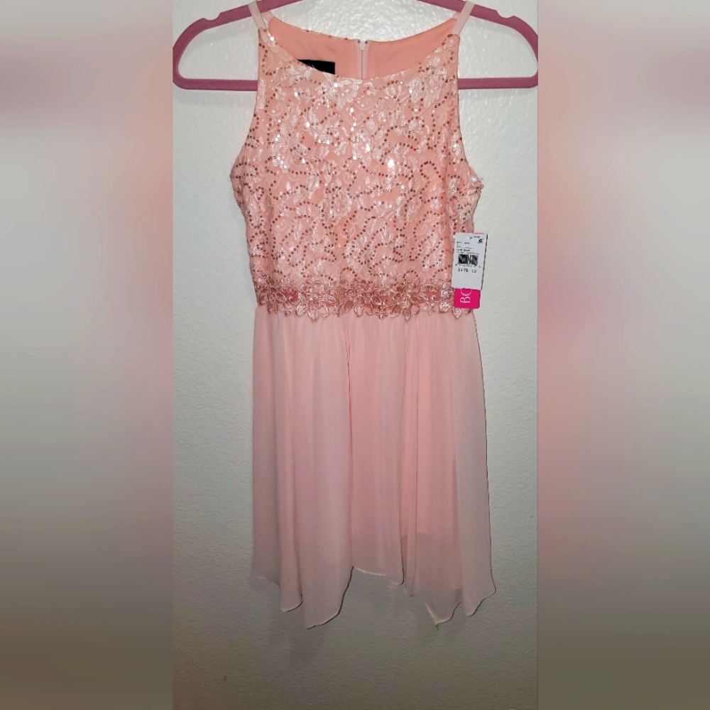 spaghetti strap light pink dress